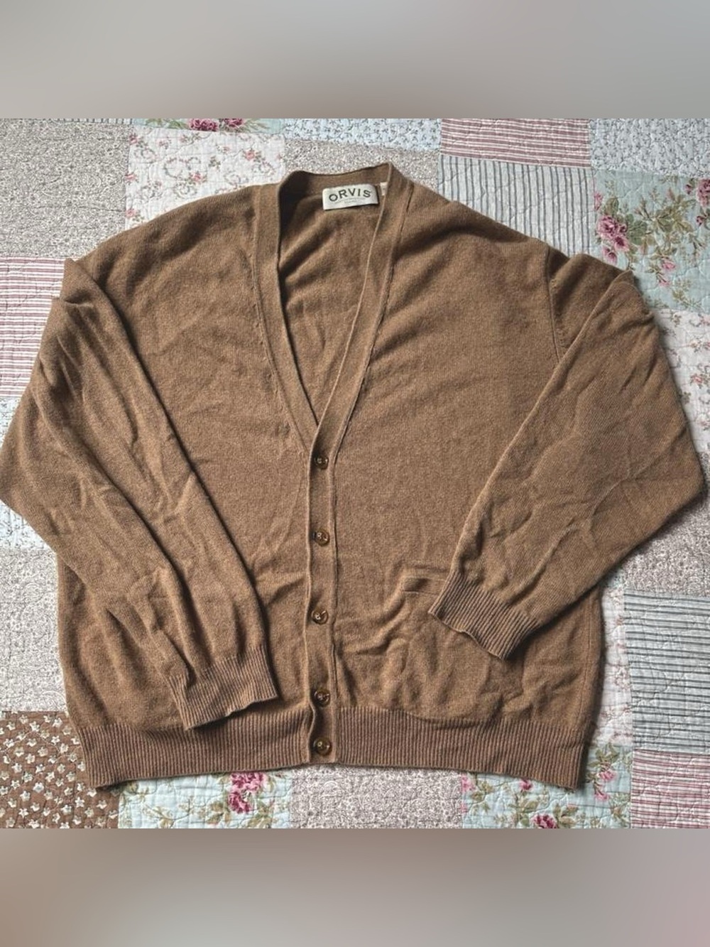 Orvis brown 100% cashmere cardigan